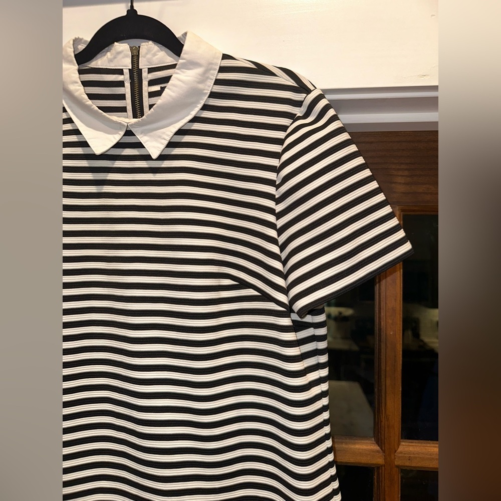 EUC Tommy Hilfiger Size Large Striped Black and White Collar Dress - Picture 4 of 11